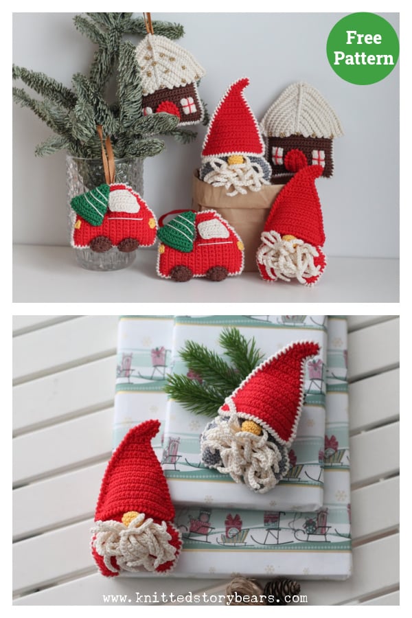 Gnome Christmas Tree Ornament Free Crochet Pattern 