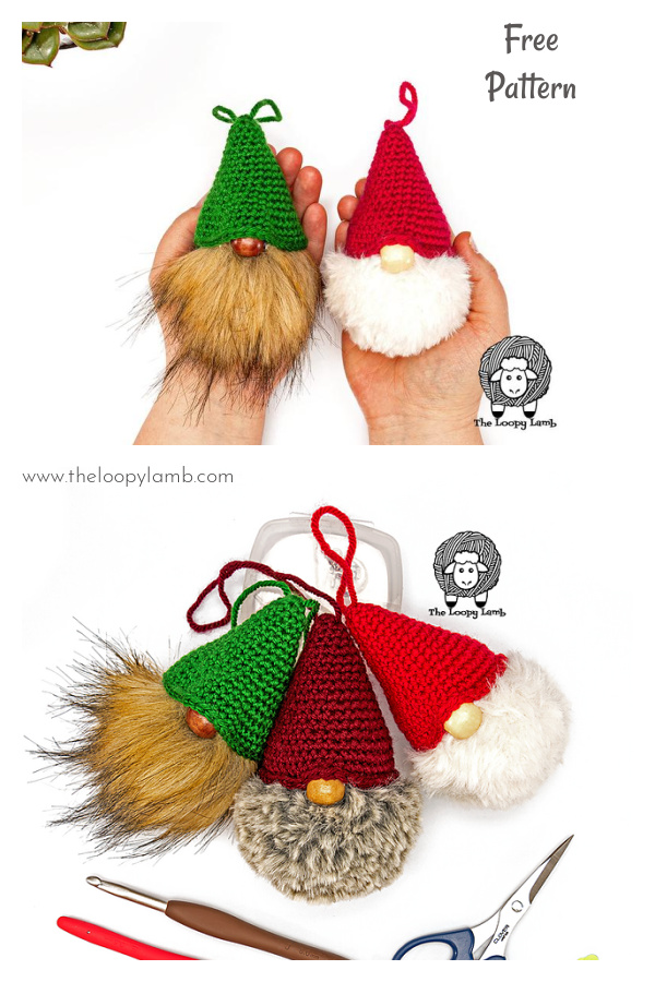 Gnome Christmas Tree Ornaments Free Crochet Pattern