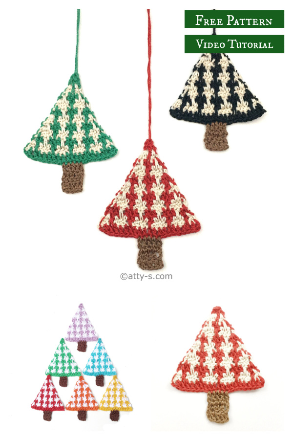 Houndstooth Christmas Tree Free Crochet Pattern