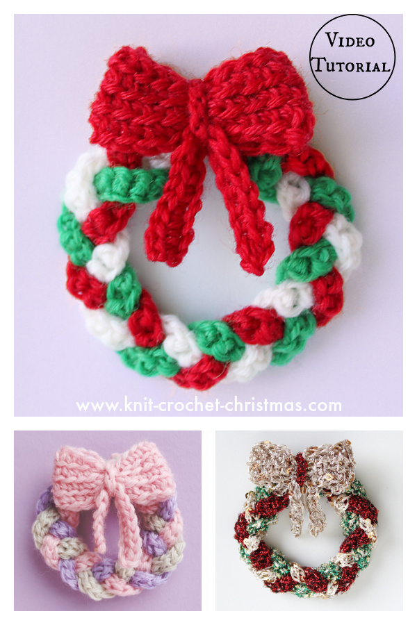 How to Crochet Mini Christmas Wreath Video Tutorial
