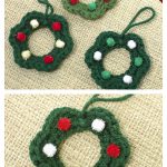 Mini Christmas Wreath Ornament Free Crochet Pattern