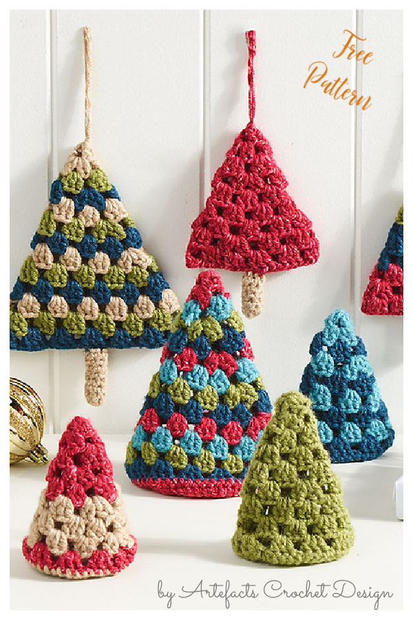 Retro Christmas Trees Ornament Free Crochet Pattern