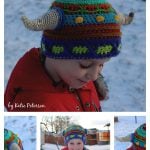 Scrap Stripe Viking Horn Hat Crochet Pattern