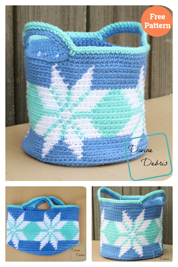 Snowflakes Basket Free Crochet Pattern