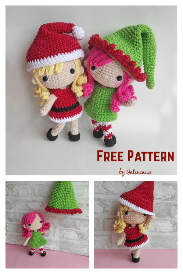 The Sisters Ada and Kat Christmas Amigurumi Doll Free Crochet Pattern