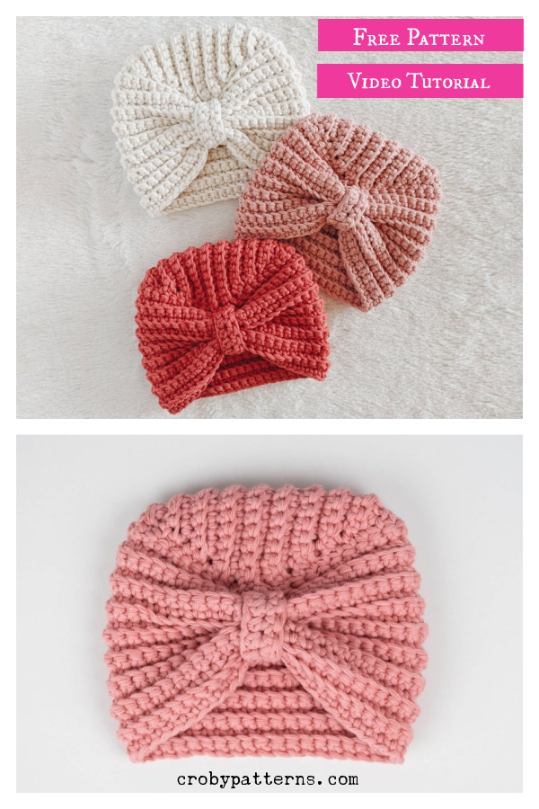 Turban Hat Free Crochet Pattern and Video Tutorial