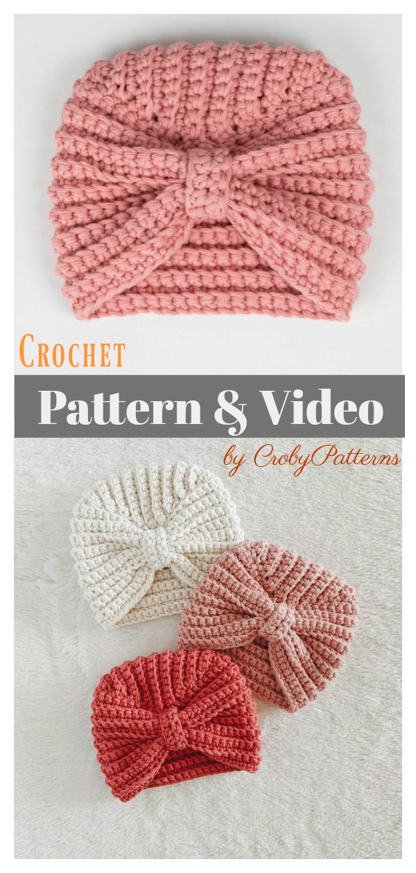 Turban Hat Free Crochet Pattern and Video Tutorial
