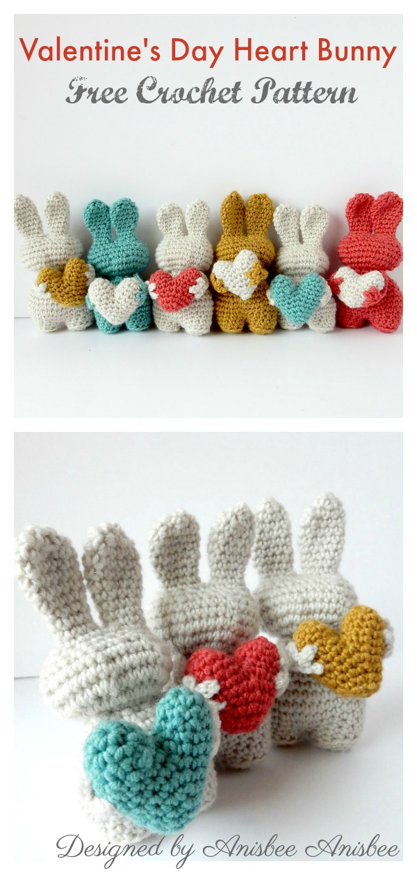 Valentine's day heart rabbit free crochet pattern