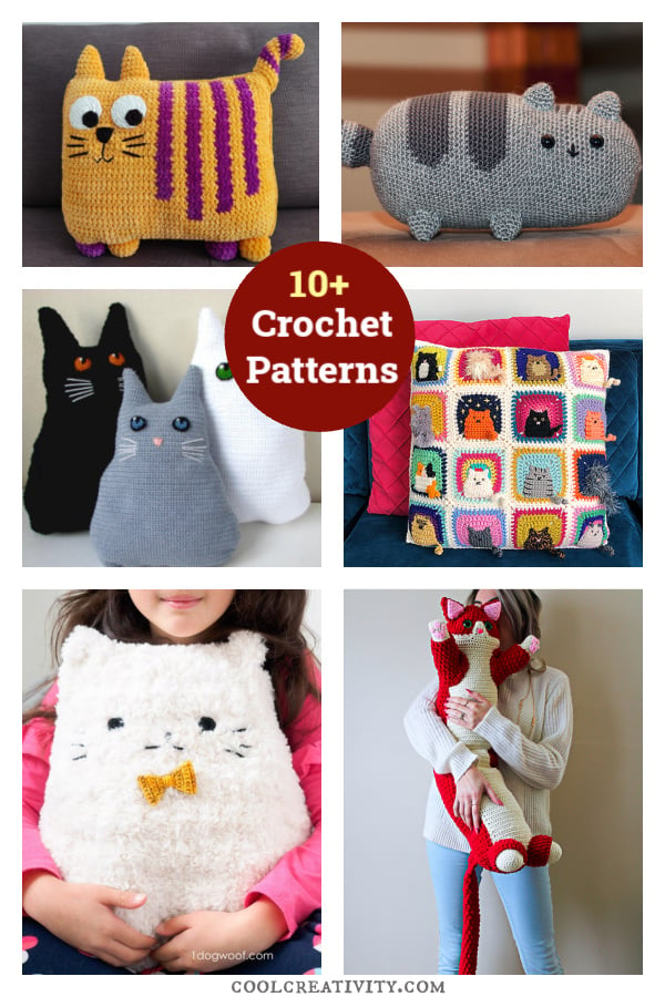 10+ Fun Animal Cat Pillow Crochet Patterns 