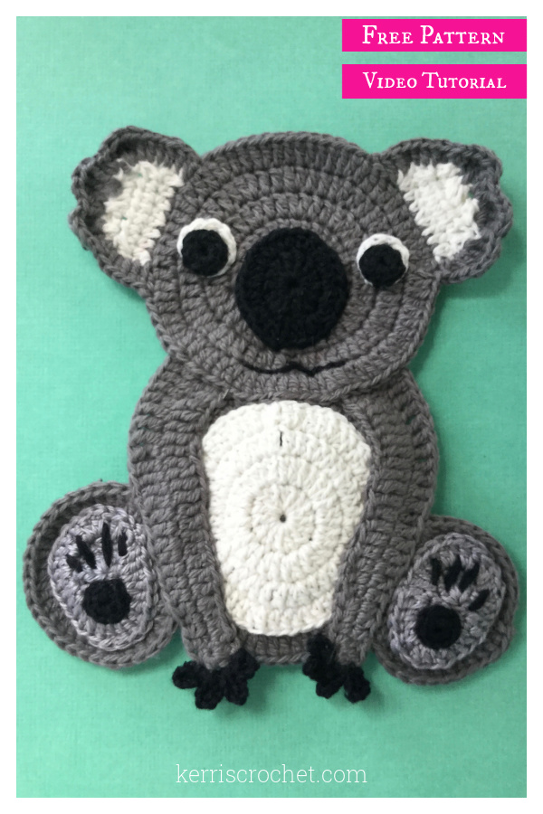 Adorable Koala Appliqué Free Crochet Pattern and Video Tutorial