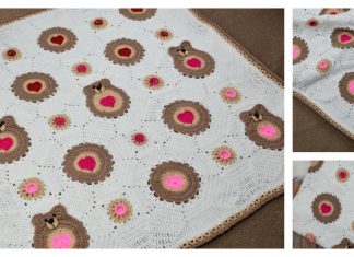 Baby Blanket with Hearts and Bears Free Crochet Pattern