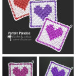 C2C Heart Washcloth Free Crochet Pattern