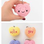 Candy Conversation Hearts Keychain Free Crochet Pattern and Video Tutorial