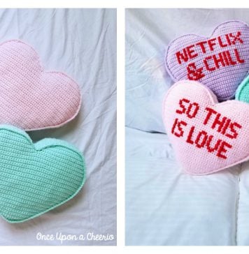 Candy Heart Pillow Free Crochet Pattern
