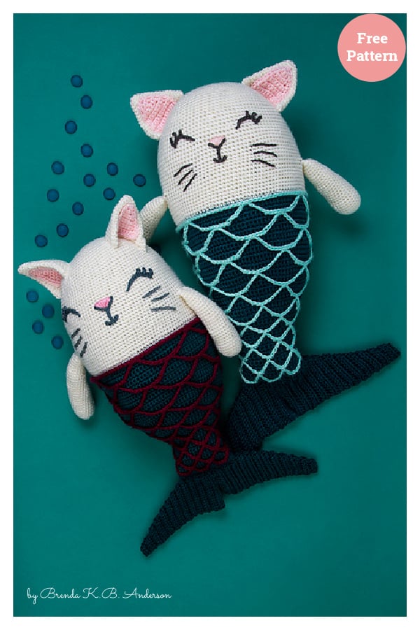 Catfish Purr-maid Cat Pillow Free Crochet Pattern