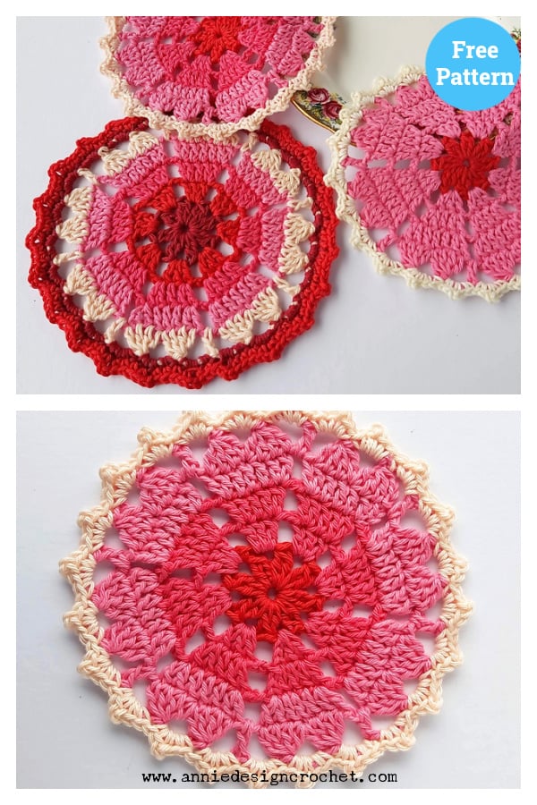 Heart Coaster for Valentine’s Day Free Crochet Pattern