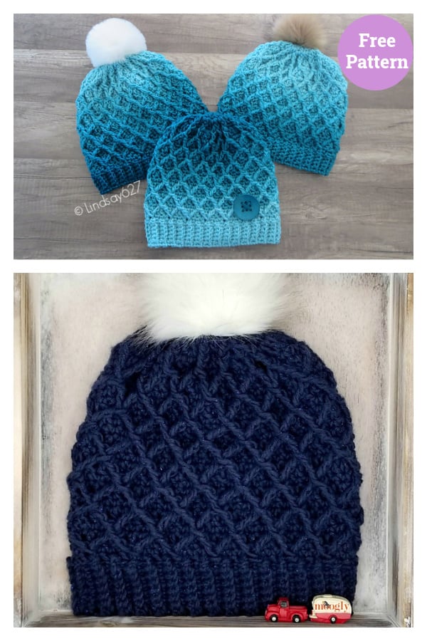 Diamond Beanie Hat Free Crochet Pattern