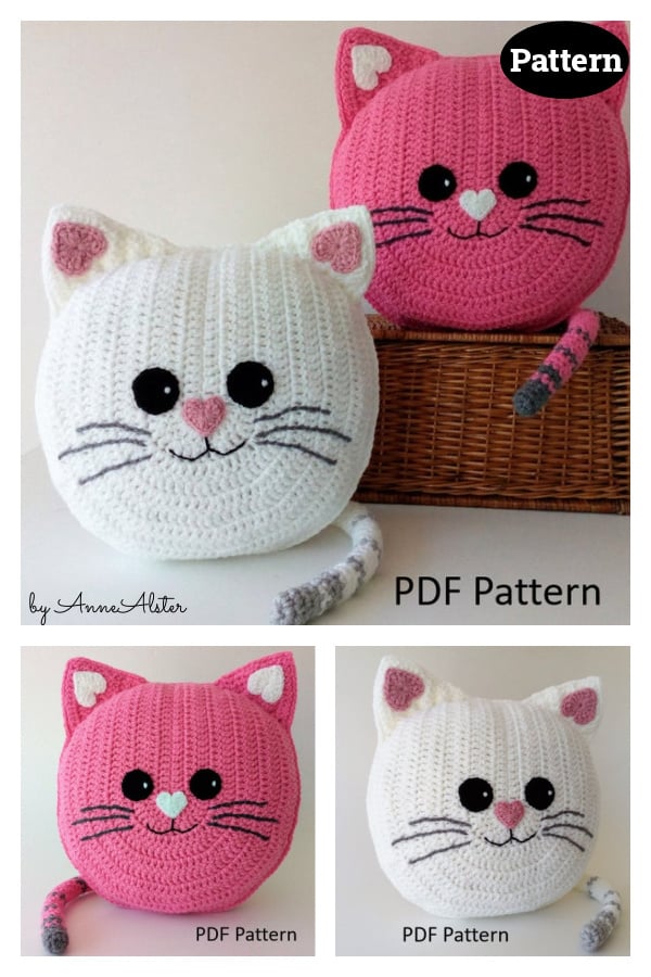 Fun Animal Cat Cushion Crochet Pattern