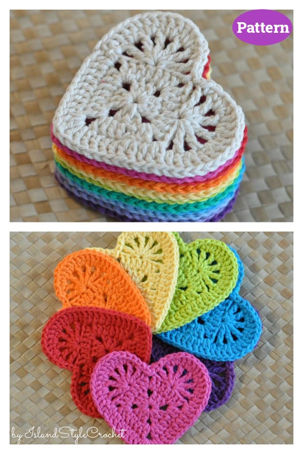 Granny Heart Coaster Crochet Pattern