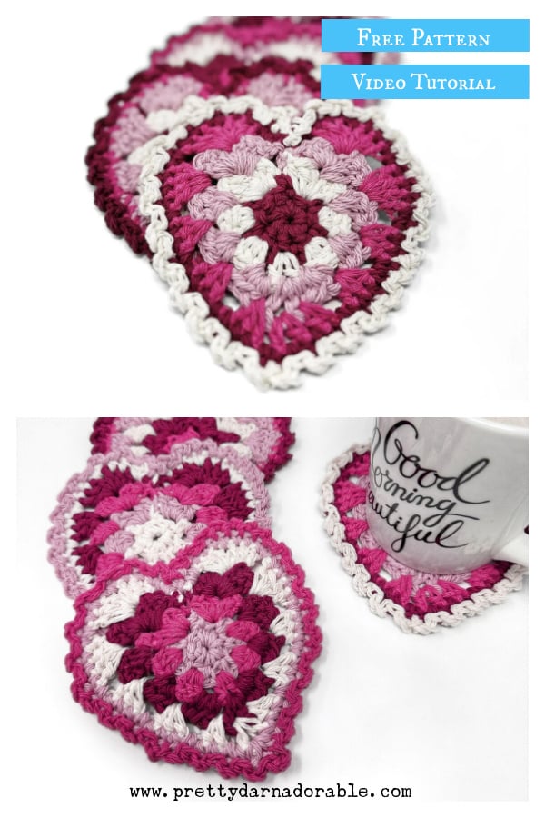 Granny Stitch Heart Coaster Free Crochet Pattern and Video Tutorial