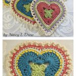 Granny Sweet Heart Coaster Free Crochet Pattern