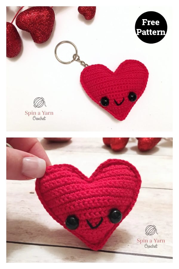 Kawaii Heart Keychain Free Crochet Pattern 