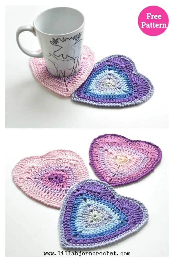 Ombre Heart Coaster Free Crochet Pattern