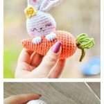 Rabbit and Carrot Brooch Free Crochet Pattern