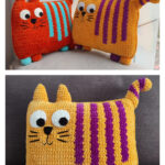 Striped Cat Pillow Crochet Pattern