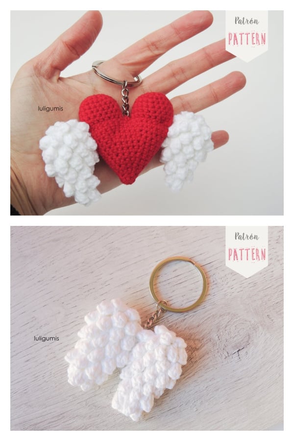 The Heart & Wing Keychain Crochet Pattern 