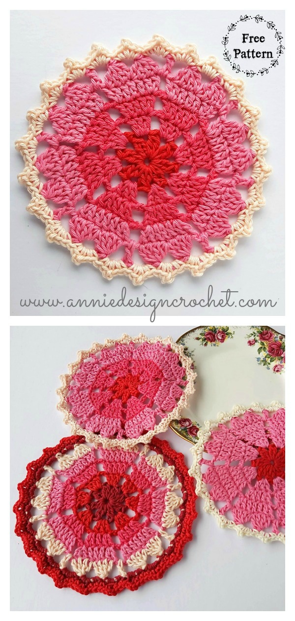 Vintage Heart Coaster Free Crochet Pattern 
