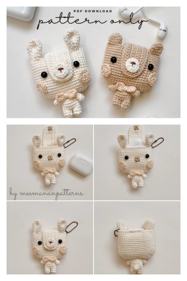 Bear and Rabbit EarPods Pouch Crochet Pattern