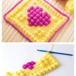 Bobble Heart Potholder Crochet Free Pattern