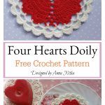 Four Hearts Around Doily Free Crochet Pattern