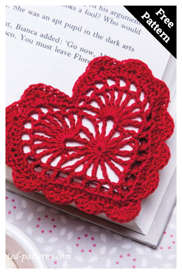 Heart Corner Bookmark Free Crochet Pattern