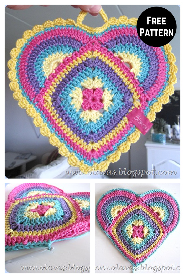 Heart Potholder Free Crochet Pattern