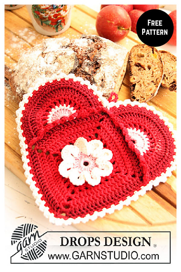 Heart Shaped Pot Holder Free Crochet Pattern 