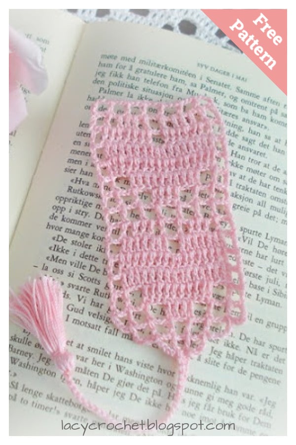 Hearts Bookmark Free Crochet Pattern