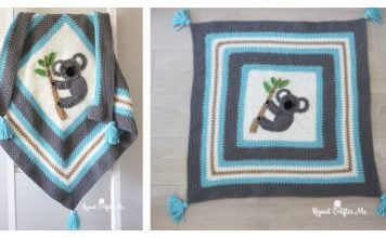 Koala Applique Moss Stitch Blanket Free Crochet Pattern