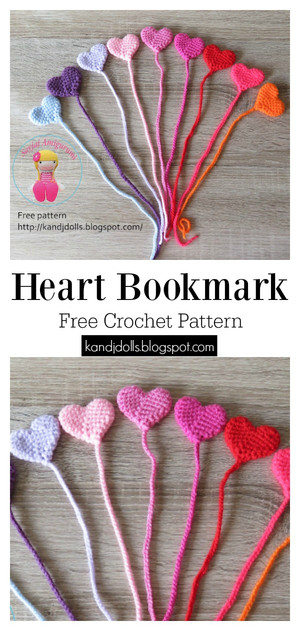 Lovely Heart Bookmark Free Crochet Pattern 