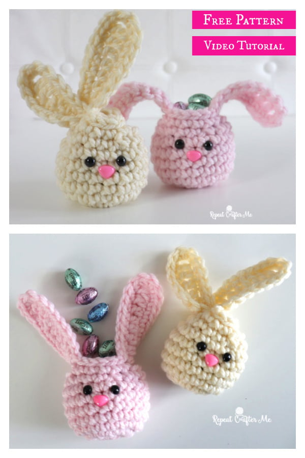 Mini Bunny Baskets Free Crochet Pattern and Video Tutorial 