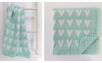 Modern Hearts Baby Blanket Free Crochet Pattern