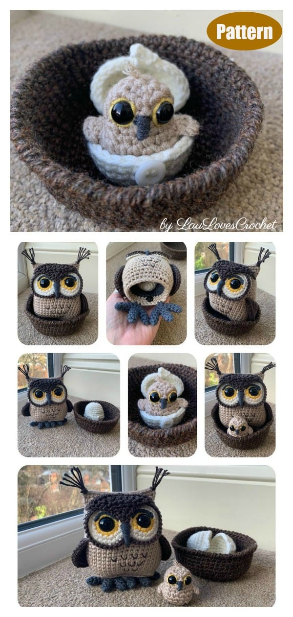 Owl with Hatching Owlet Crochet Pattern