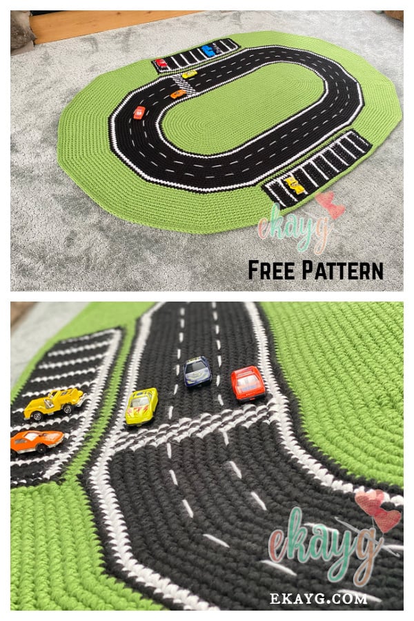 Racetrack Play Rug Free Crochet Pattern