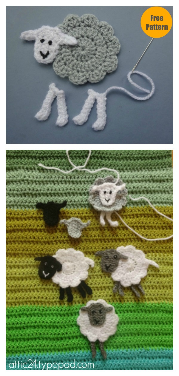 Sheep Appliqué Free Crochet Pattern