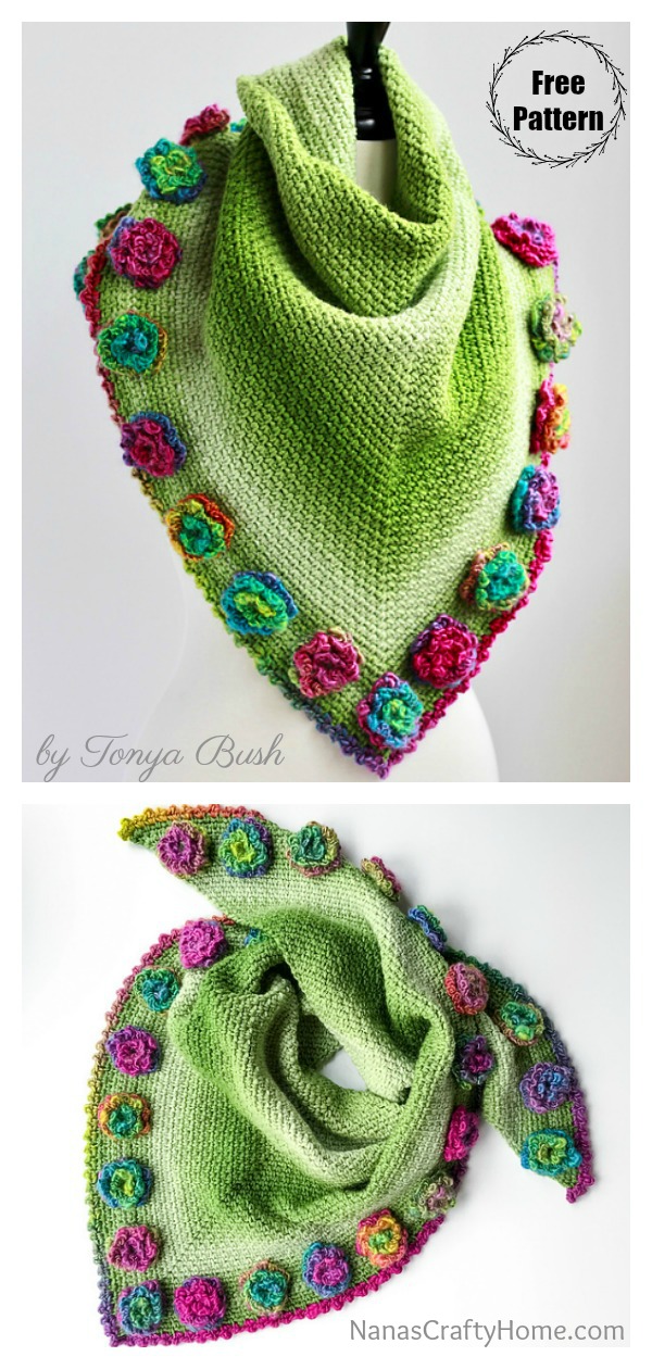 Flower Meadow Shawl Free Crochet Pattern 