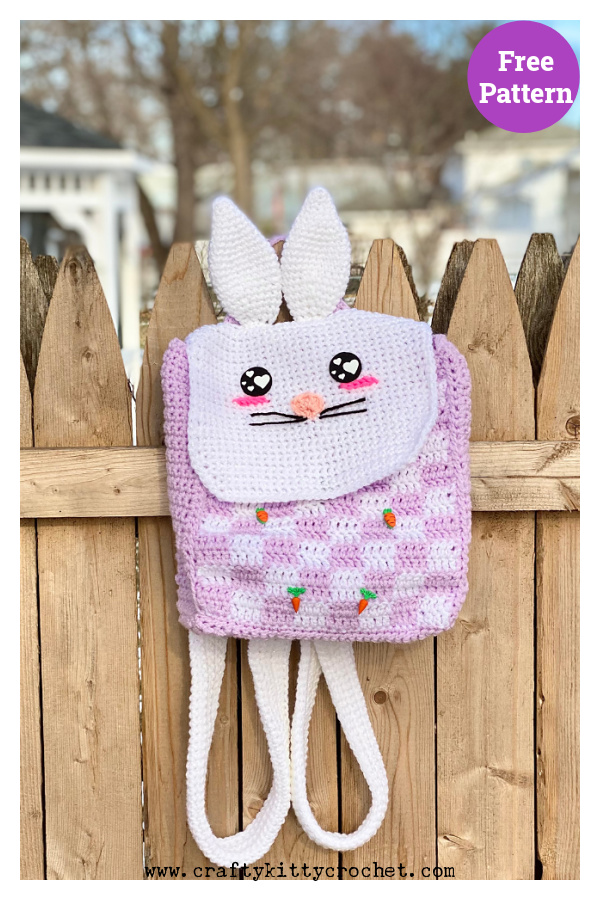 Gingham Bunny Backpack Free Crochet Pattern