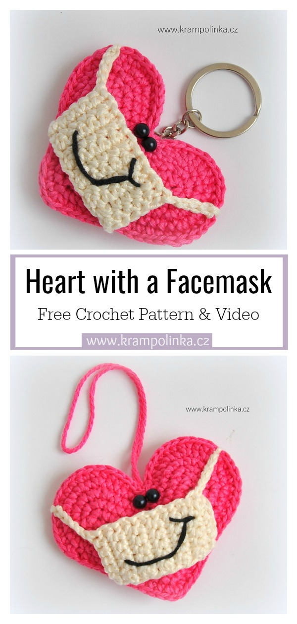 Heart with a Facemask Free Crochet Pattern and Video Tutorial