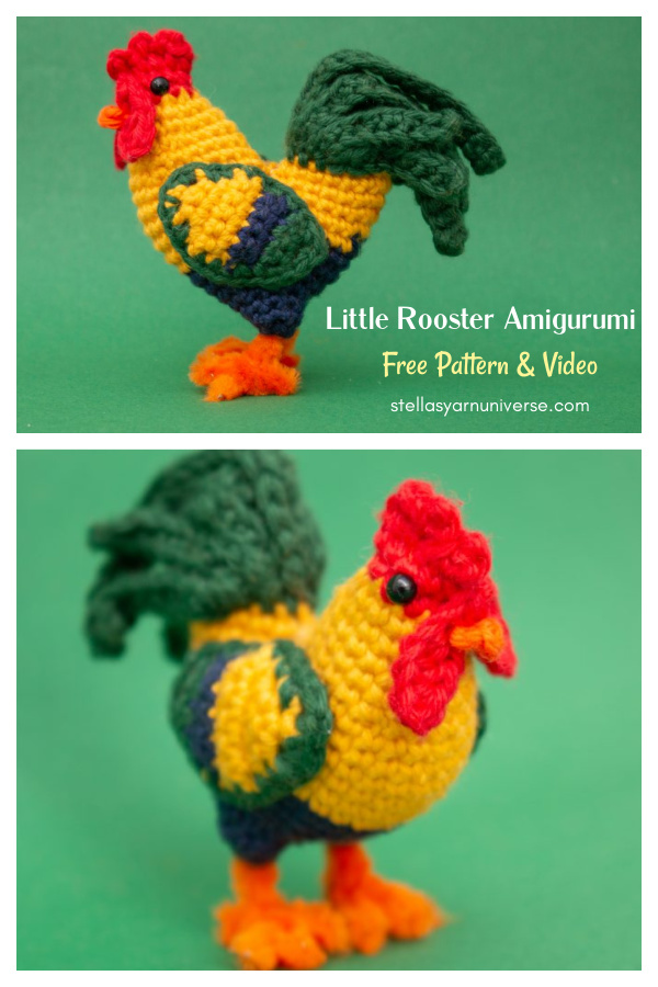 Little Rooster Amigurumi Free Crochet Pattern and Video Tutorial 