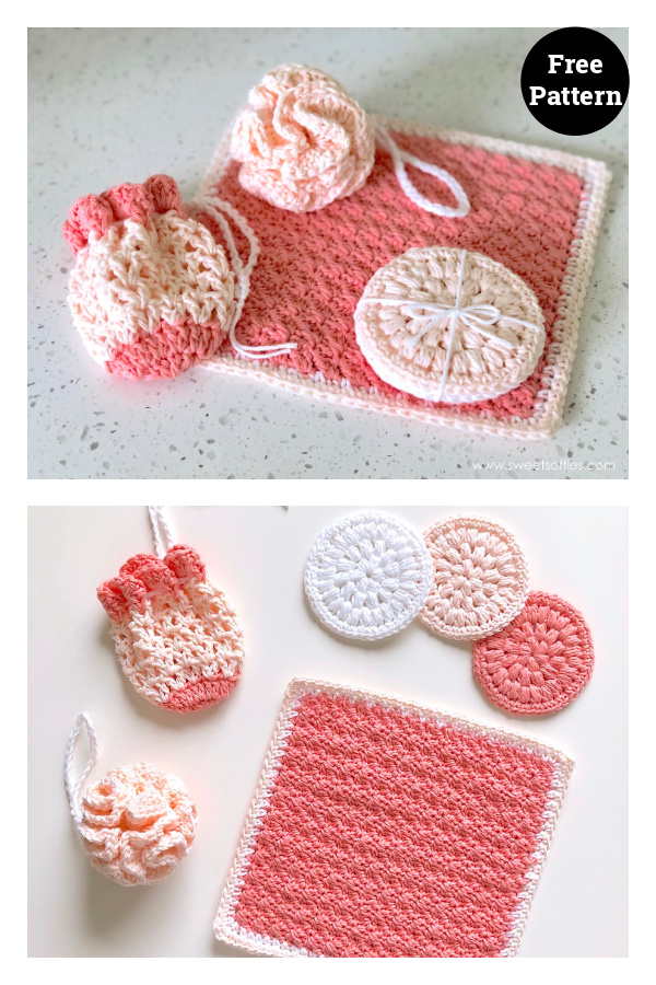 Tea Rose Spa Set Free Crochet Pattern